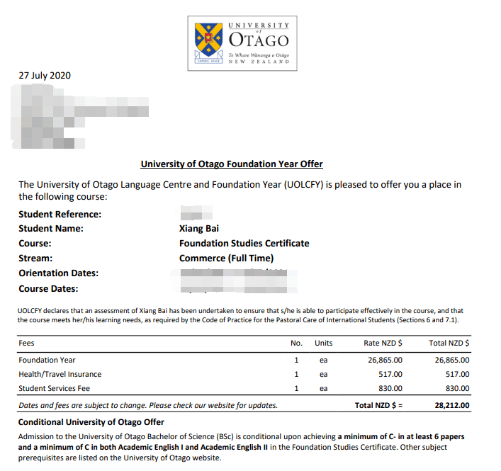 【案例分享】奥塔哥大学计算机科学专业offer一枚