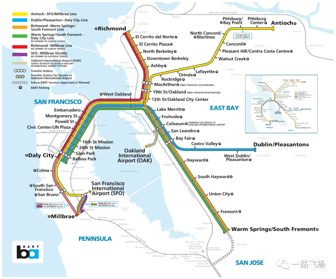 旧金山公共交通票价和信息 — Tunnel Time