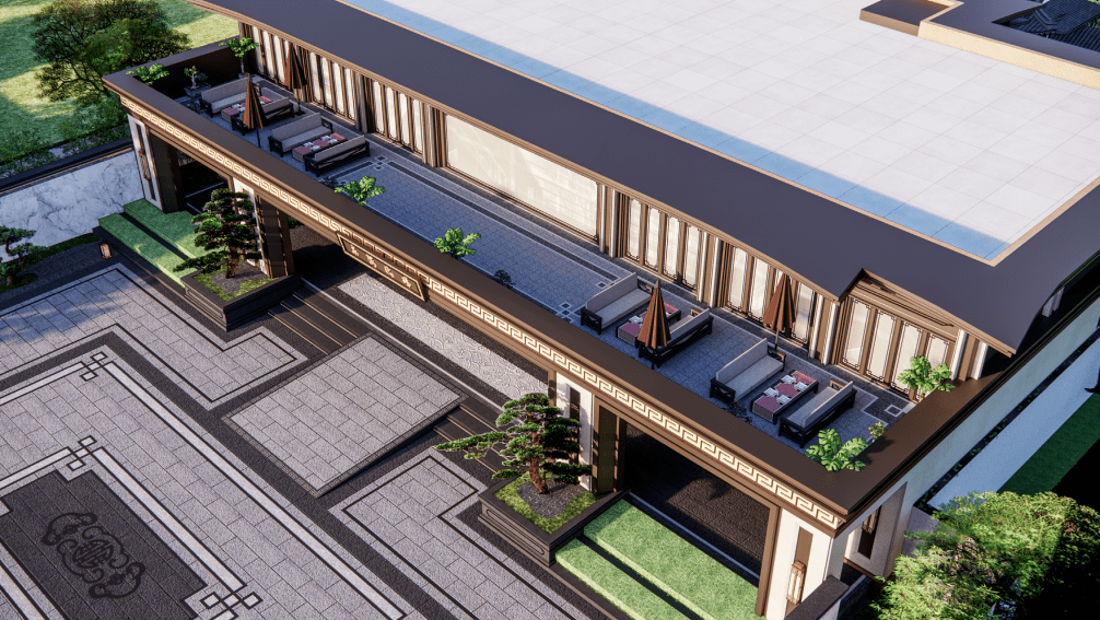 效果图︱青莲院-威仪门楼三进门:四水归堂,致敬业主效果图︱青莲院-四