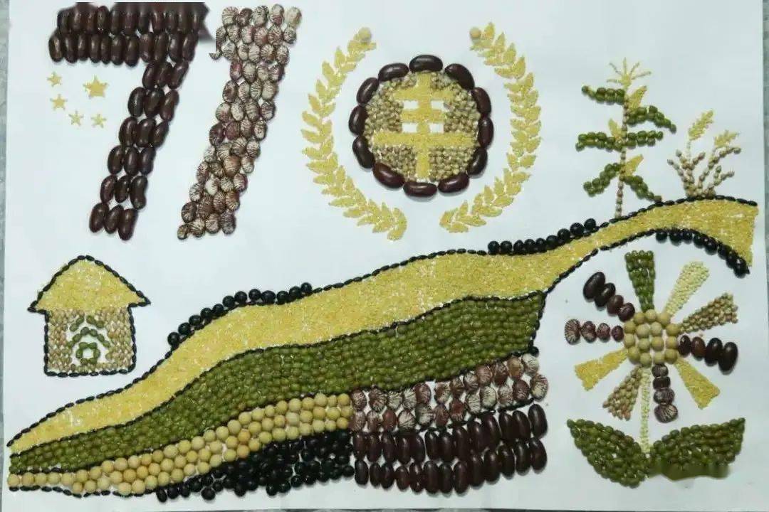 创意美术种子画一颗一粒想法多种子画中乐趣多