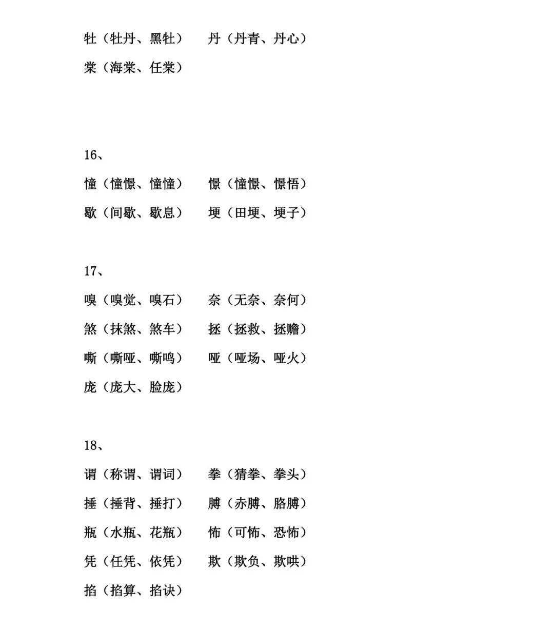 四年级上册语文生字组词汇总,期末专项复习201213