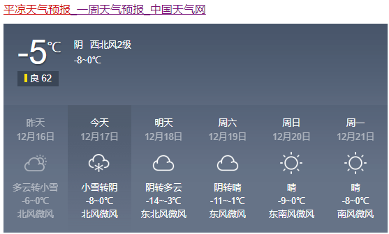 阴局部地方有小雪接下来请跟随小编一起来了解平凉具体天气预报吧