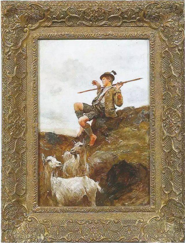 《牧羊人》 德国 赫科墨 布面油画 35x24cm 1849-1914年