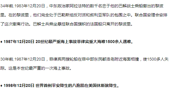 历史上的今天12月20日大事记历史上的今天发生了什么