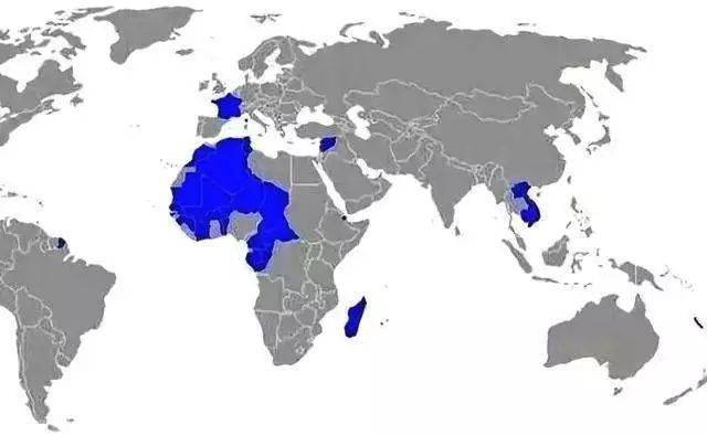 (二战后的法国殖民地分布.)