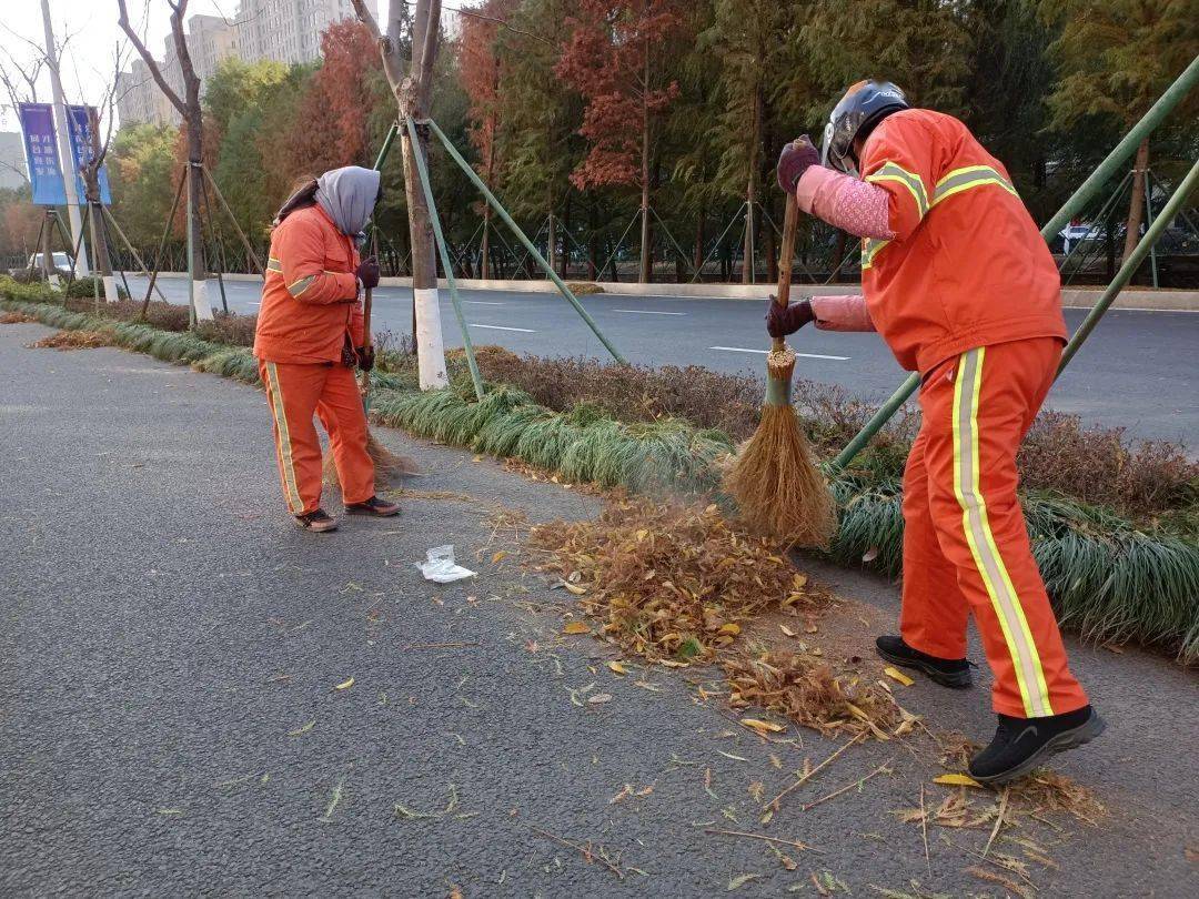 寒风扫落叶 环卫格外忙