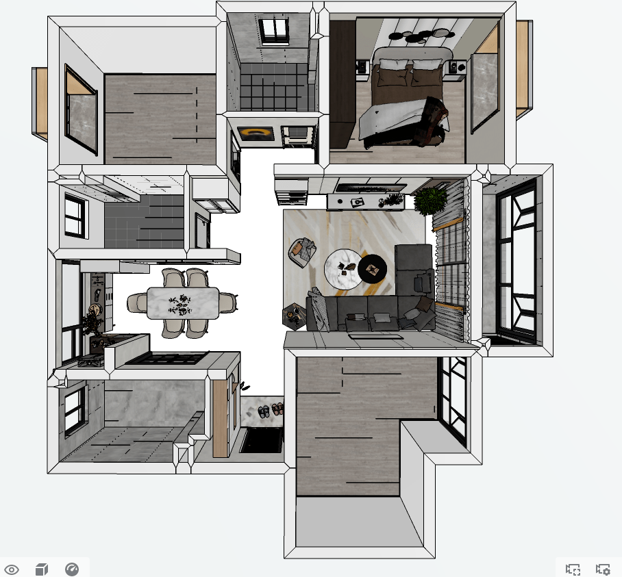 3d做的全景俯视户型图展示图