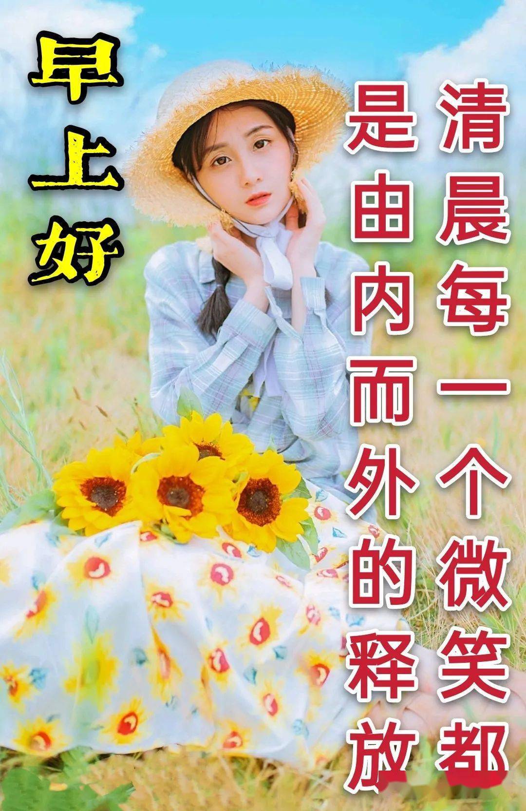 8张适合朋友圈群发的漂亮女孩问候祝福语图片,适合微信发朋友的早安
