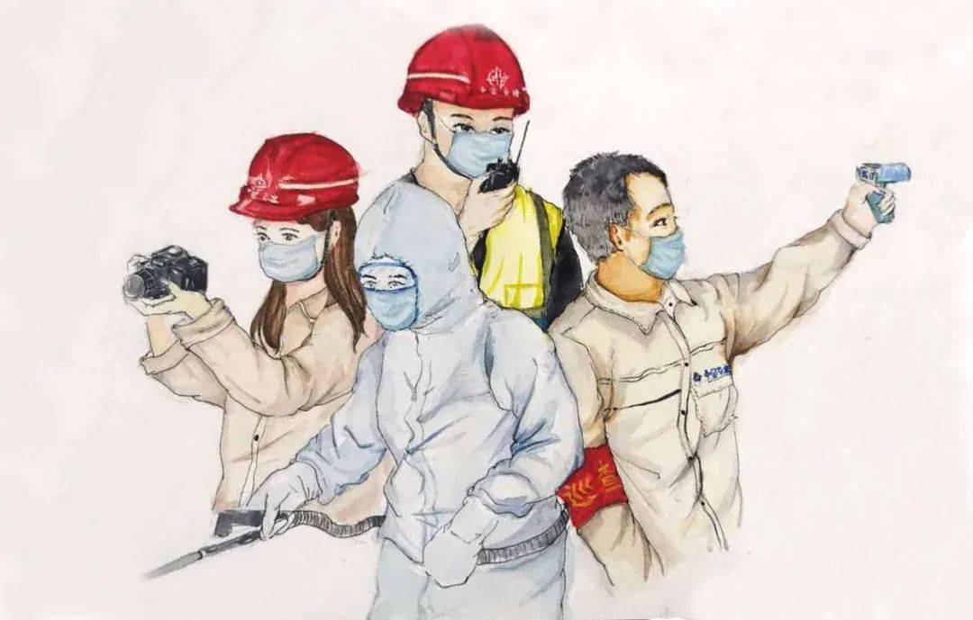 郑漫悦创作绘画作品《防疫复工两圣抓》