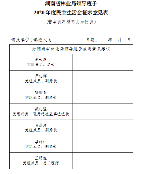 省林业局领导班子2020年度民主生活会开始征求意见,欢迎您的参与!