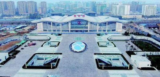 潍坊火车站南站房航拍图.