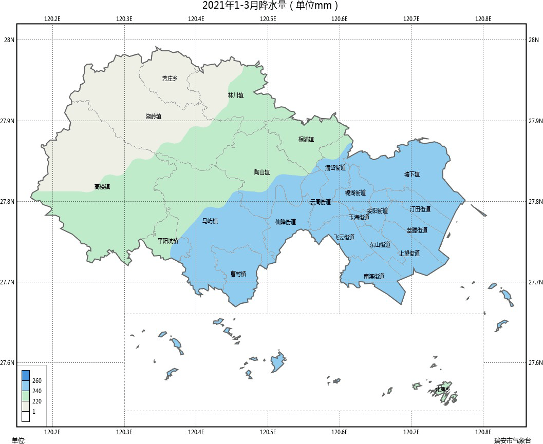 瑞安市2021年1至3月降雨量预测分布图未来九天瑞安天气预报1月16日