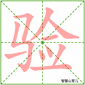 验的笔顺: 横折,竖折折钩,提,撇,捺,横,点,点,撇,横