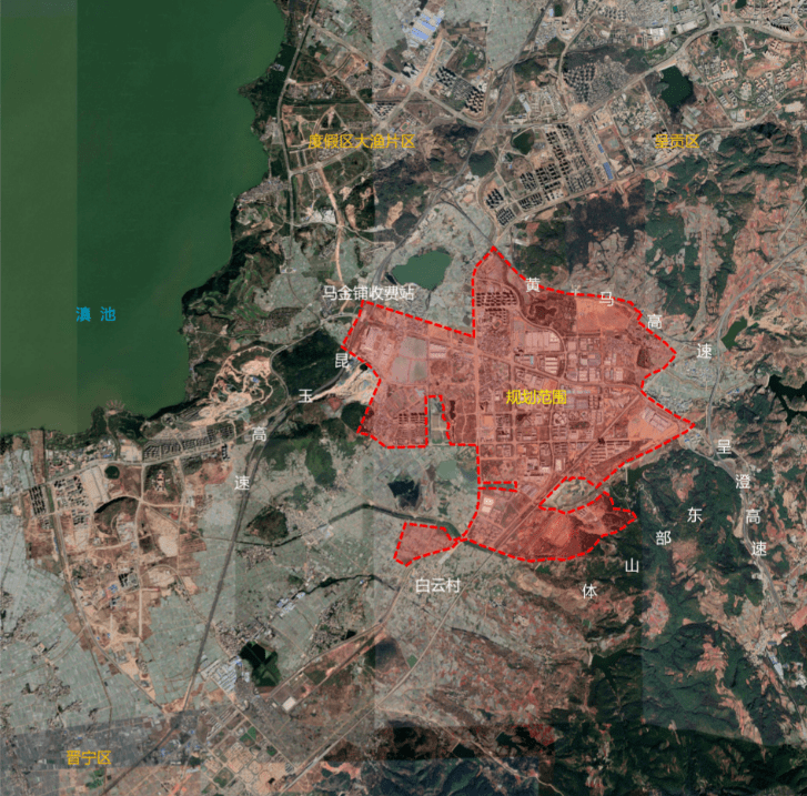 昆明高新区(东区)集中建设区控规修改区位示意图