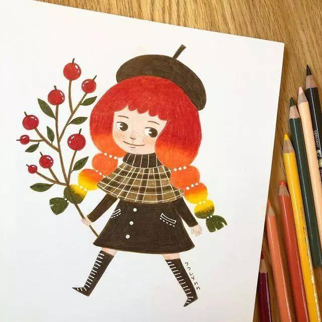超甜心可爱彩铅插画 满满少女风 瞬间被治愈