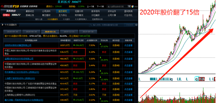 2020年一季度,两家头部机构同时新进并重仓英科医疗,随后吸引多家机构