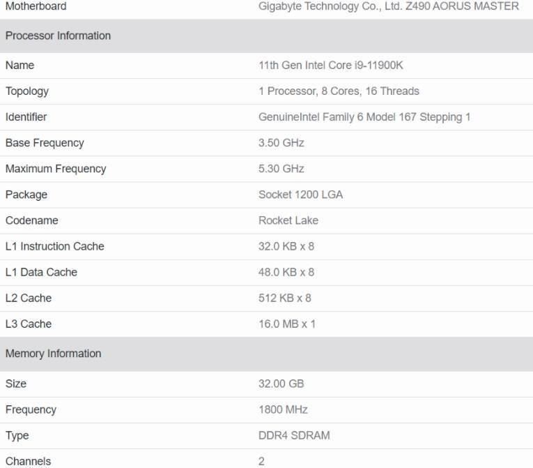 英特尔i911900k突破1900分创造geekbench单核测试新纪录