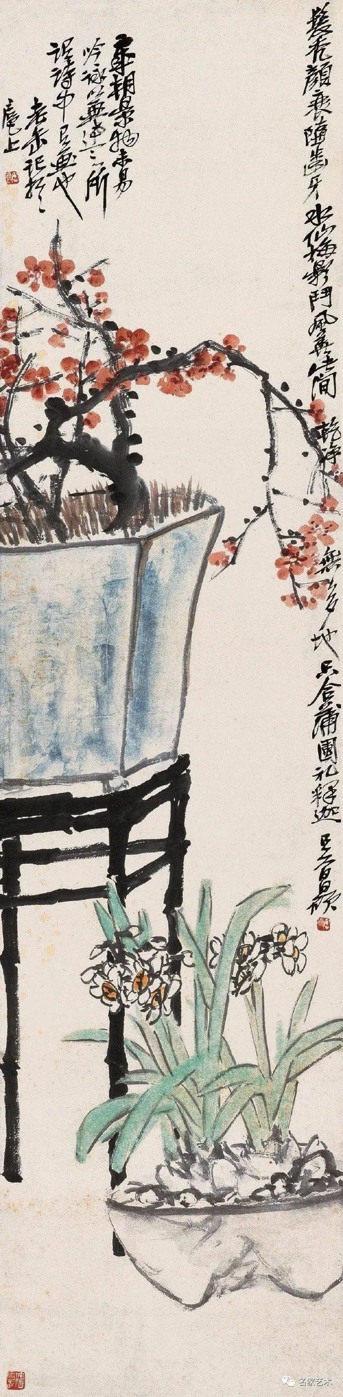 号称近代海派画坛艺首的吴昌硕,作为文人画家,几乎每年都画"岁朝清供