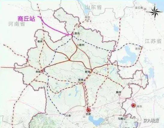 建议线路走向为:商丘 —夏邑 —永城 —淮北,在淮北南站与淮宿蚌高铁