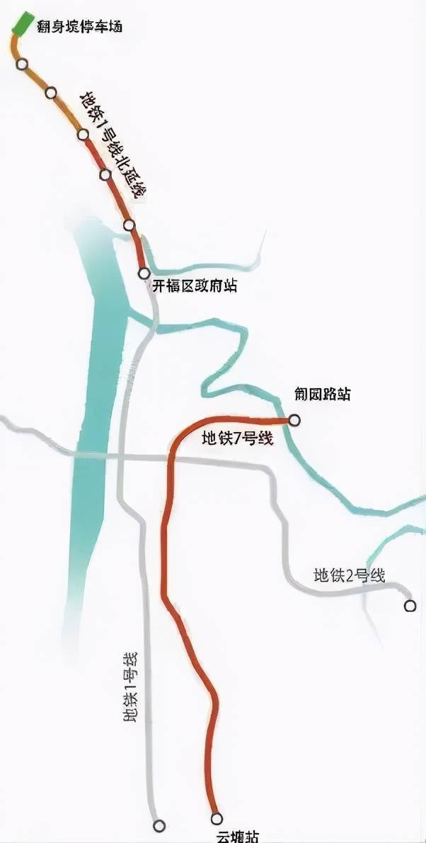 长沙地铁1号线北延线站点:湘绣城站,兴联路站,冯蔡路站,青竹湖路站