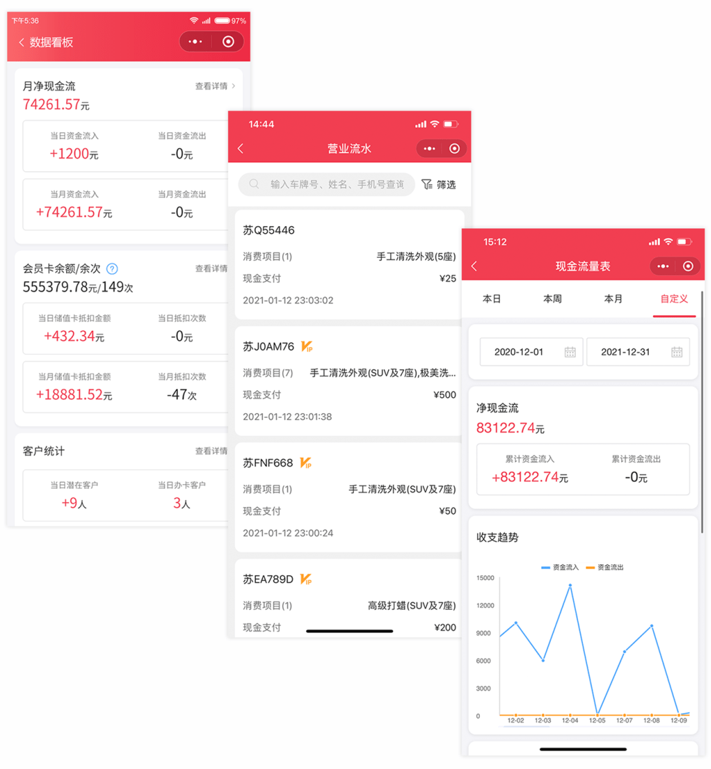 客户管理(潜客/会员客户详情,办卡充值,客户统计,核销(活动/券)是