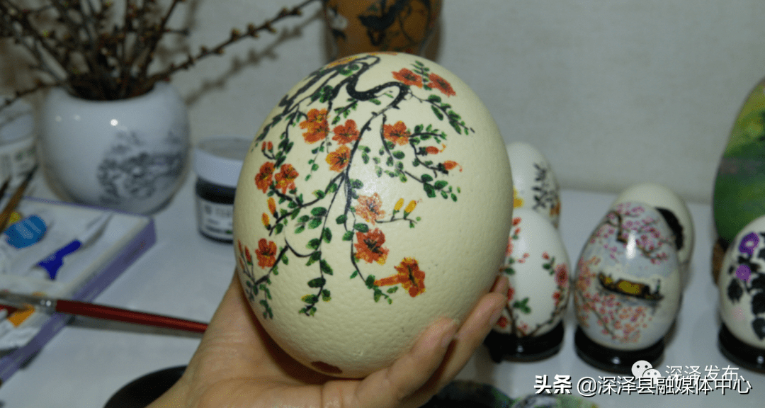 花开四季灯笼圆葫芦蛋壳画江南