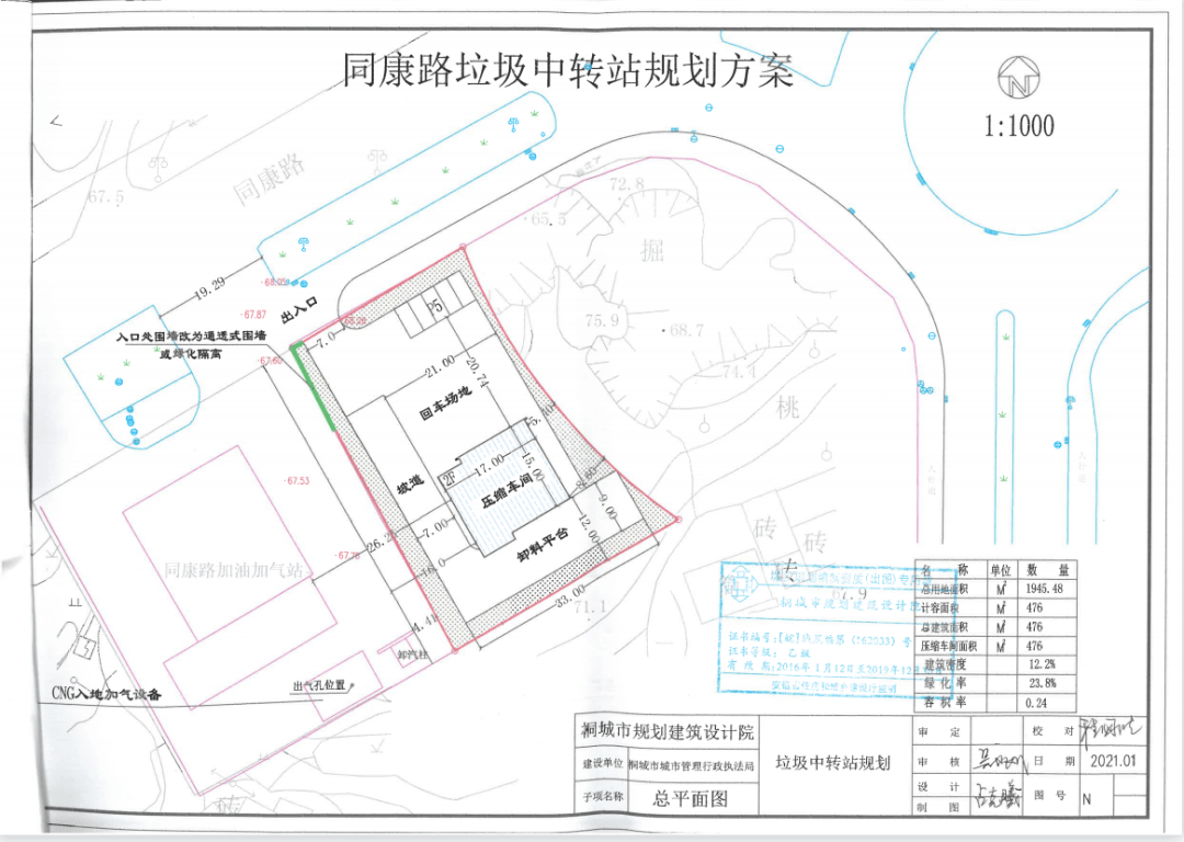 桐城市同康路垃圾中转站规划设计方案公示