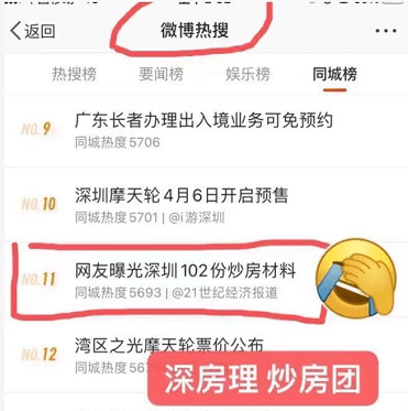 网友 @深房理装修队003曝光深圳炒房团102份炒房材料,昨天上了微博热