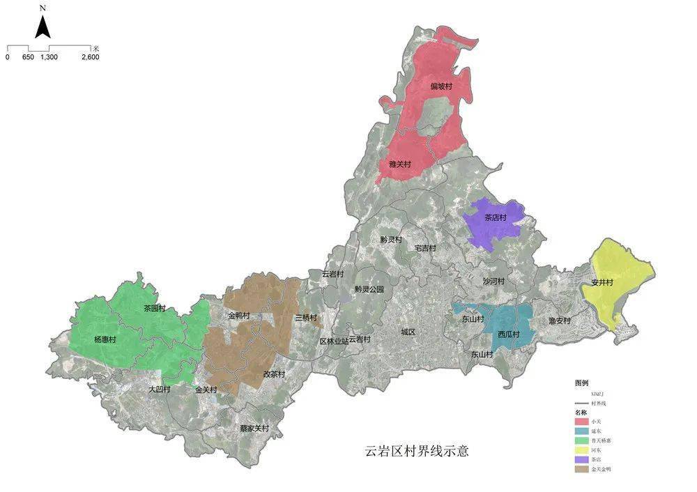 结合云岩区行政区划,拟建设项目分布情况等条件,将云岩区划分为茶店