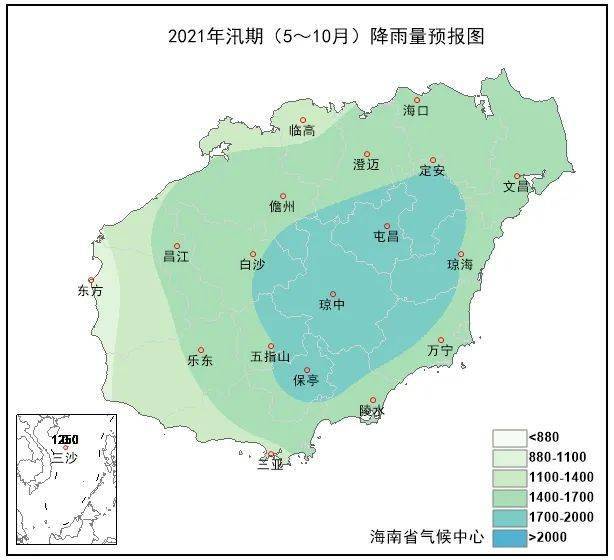 海南省2021年前期气候概况及汛期气候趋势预测