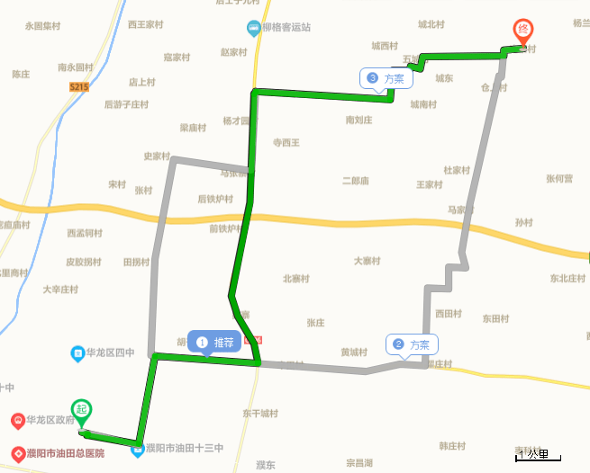 按百度导航的显示,如果从龙城购物广场出发到濮阳市(清丰)通用机场