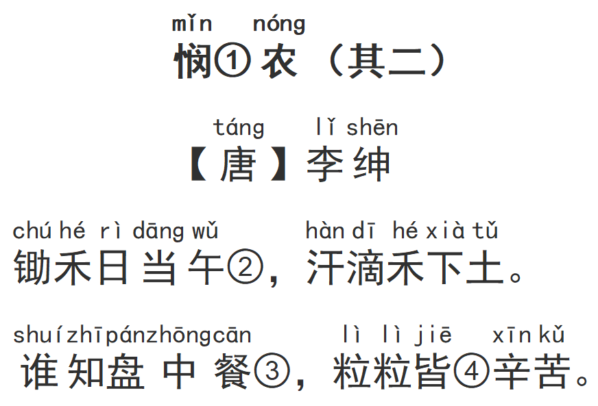 【每日打卡12】小学必背古诗《悯农》