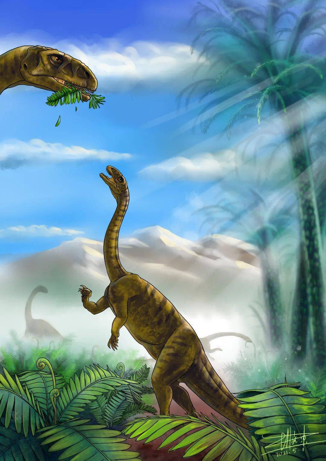 该幼体化石的牙齿呈叶状,是一类植食性恐龙,食物以蕨类和松柏类为主.