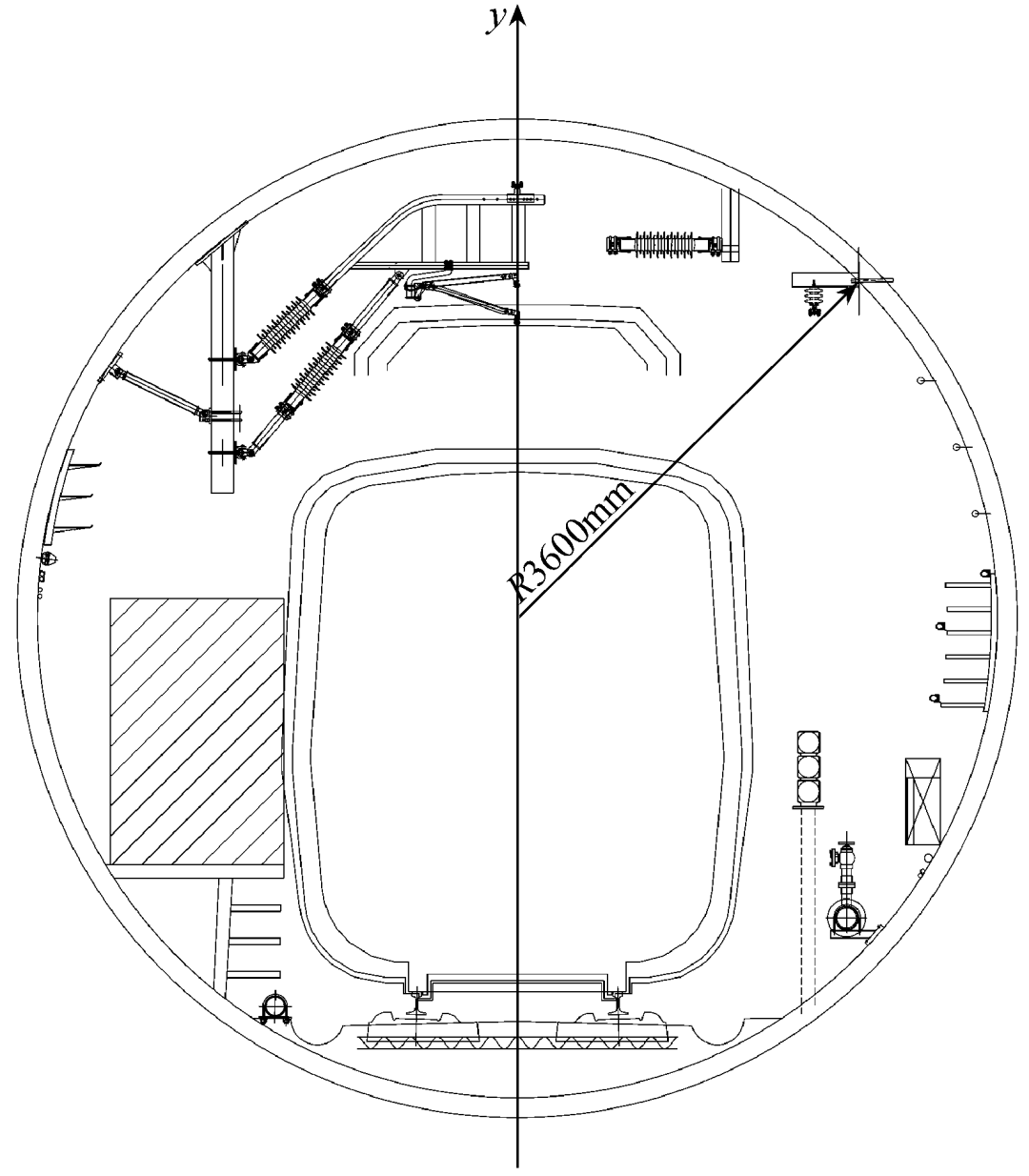 隧道内架空柔性接触网示意图