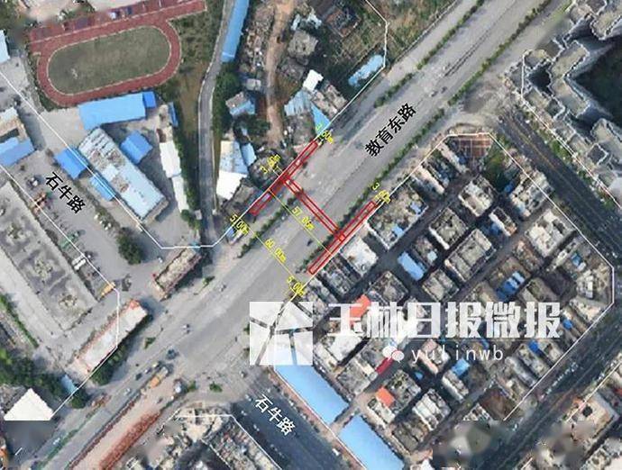 石牛路与教育东路交叉口(可过电动车及摩托车) 道路规划红线:60米