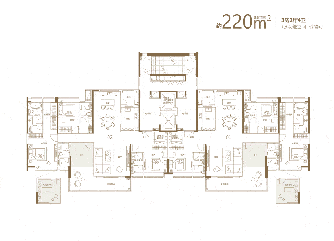颐德湾尚·海景实景拍摄 此外,项目还设置有建面约220㎡的三房户型
