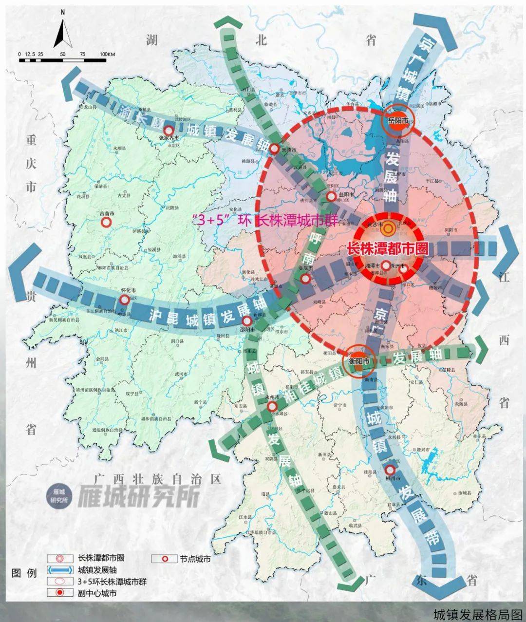 "3 5"环长株潭城市群,岳阳,衡阳两个副中心,湖南2035年国土空间总体