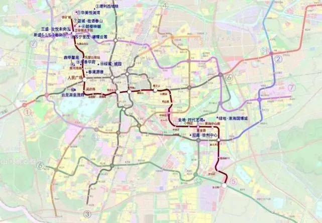 地铁5号线连接徐州西北,云龙湖,穿越大郭庄直达新城区
