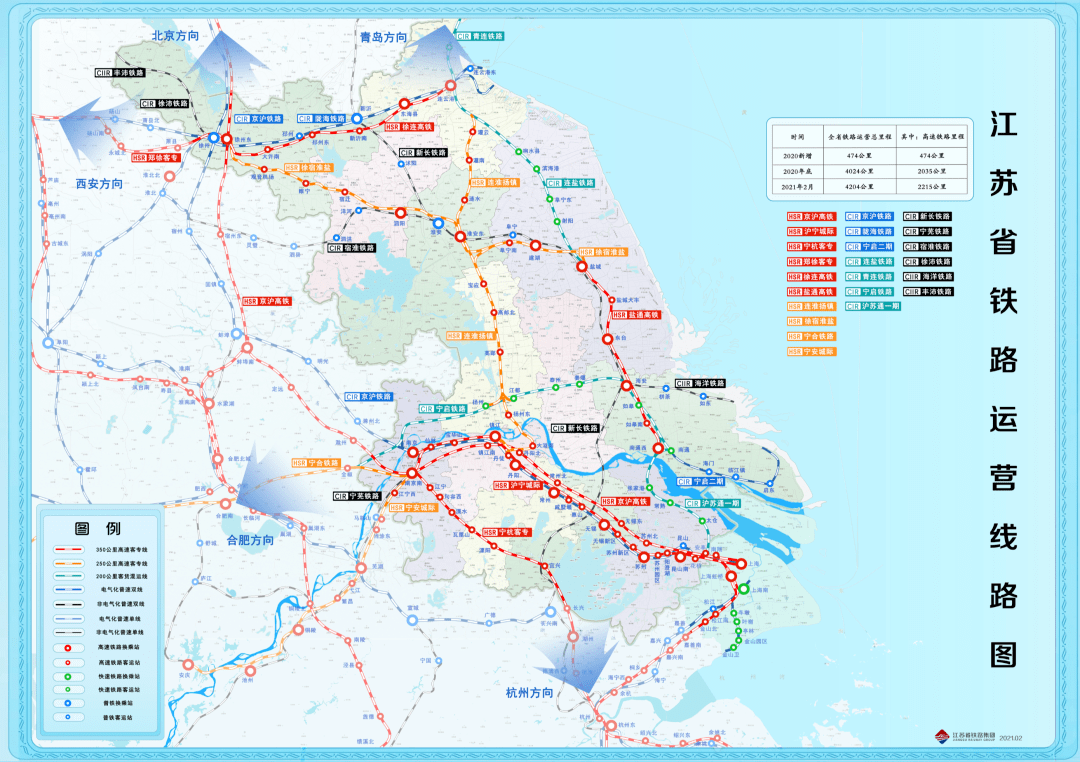 江苏省铁路运营线路图2021