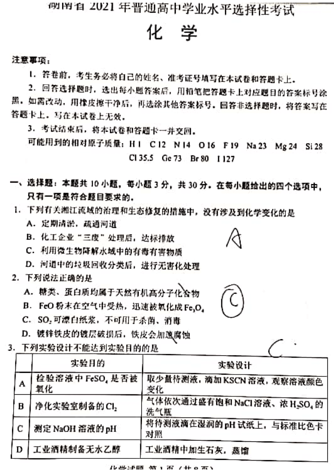 2021高考化学真题试卷及解析汇总!