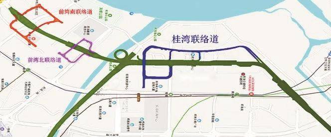 前海地下道路开通实景(上.前海地下道路示意图(左.