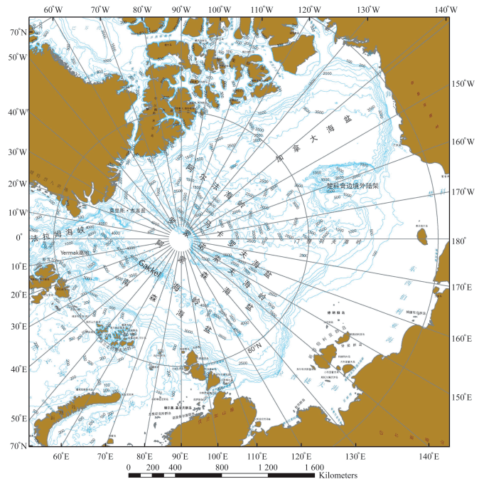 北冰洋地形图(图源:李学杰等)