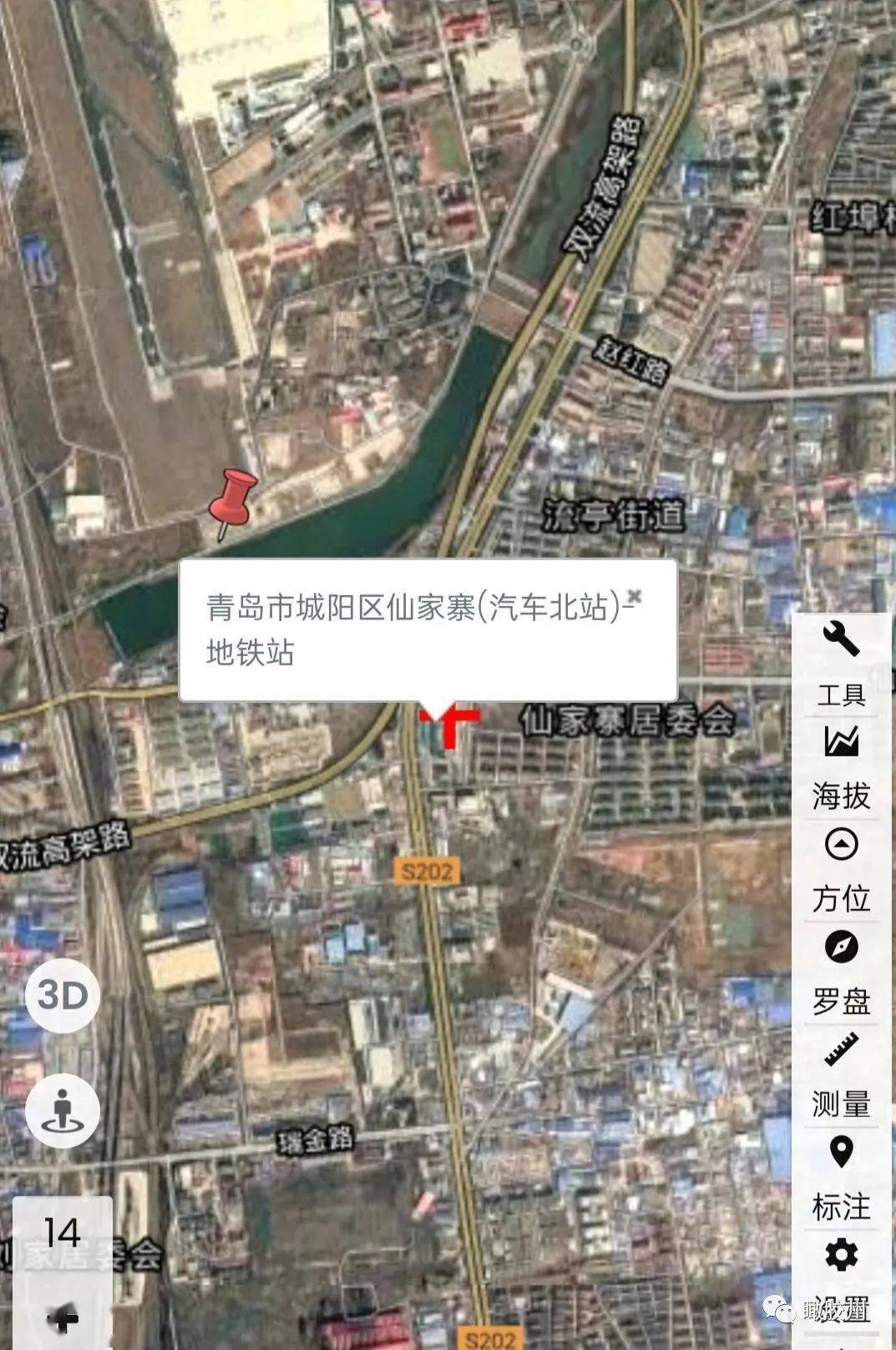这是流亭机场现在的位置,5公里点中南世纪城.在胶州对应的地理位置.