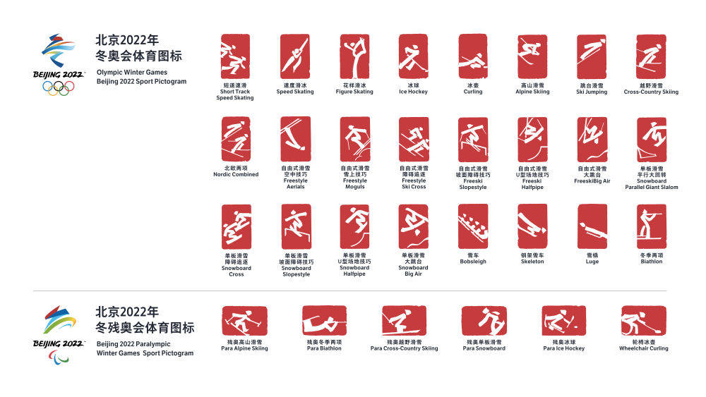 北京2022年冬奥会和冬残奥会体育项目图标