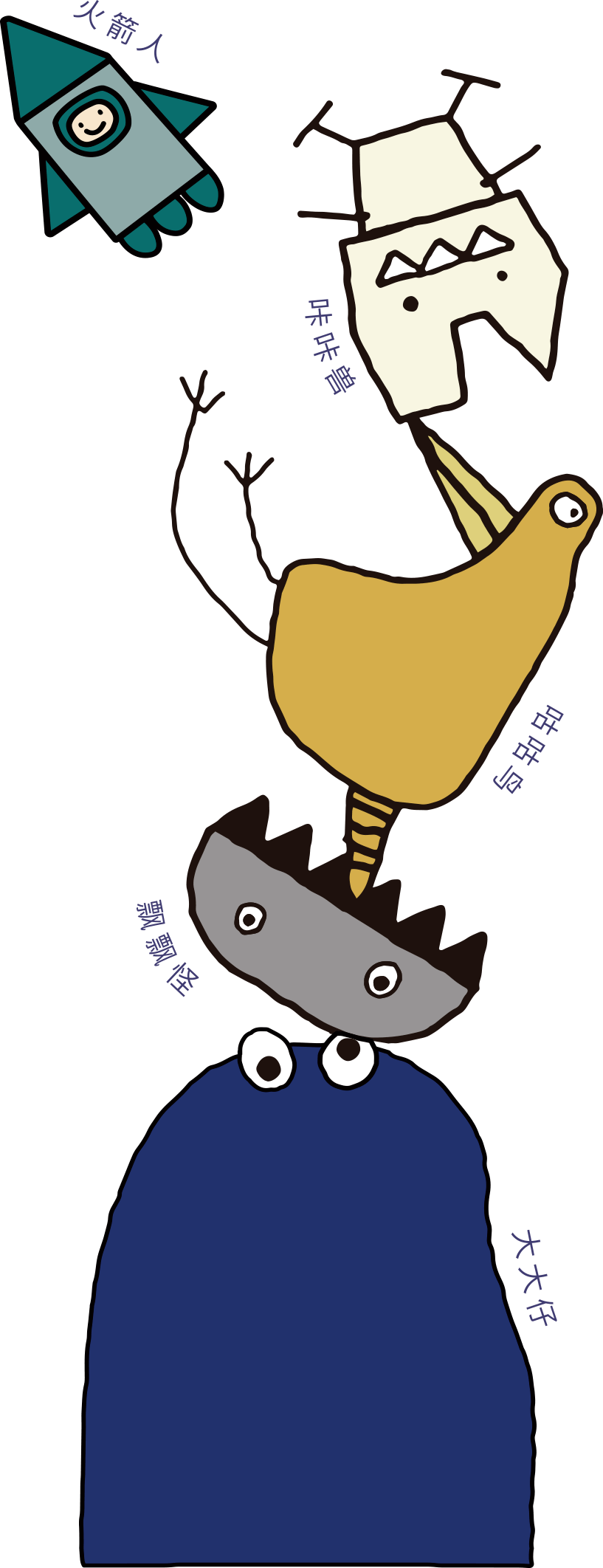 还有咔咔兽,咕咕鸟,火箭人,飘飘怪,也都是一群很有趣的伙伴.