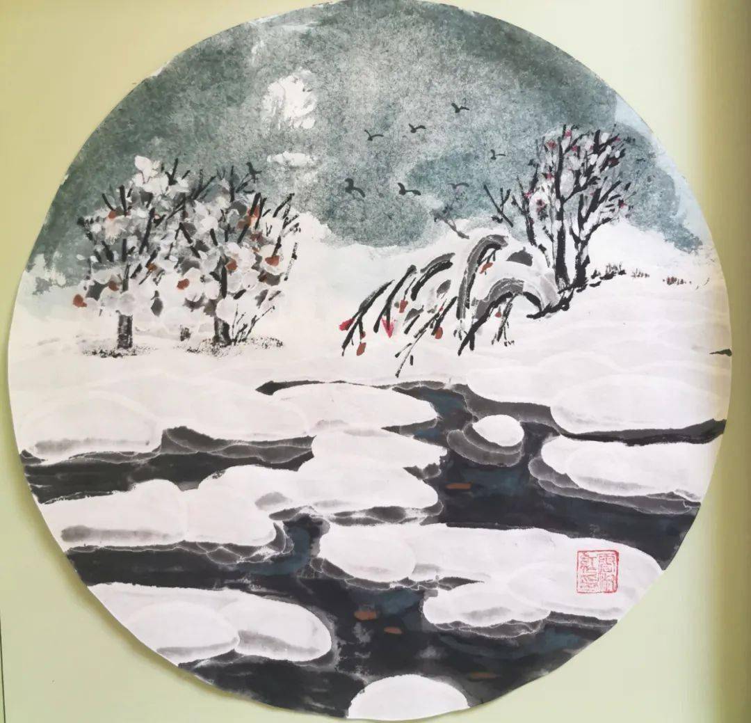 学员结业汇报展刘彩霞矾墨冰雪画第12期技法班