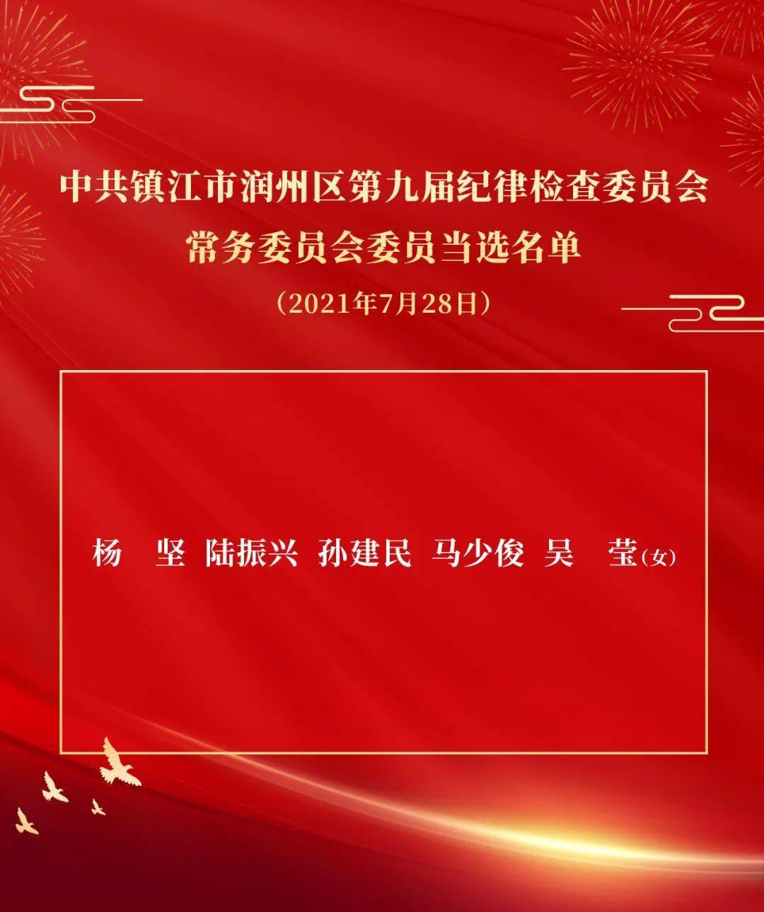 中共镇江市润州区委区纪委新一届领导班子选举产生