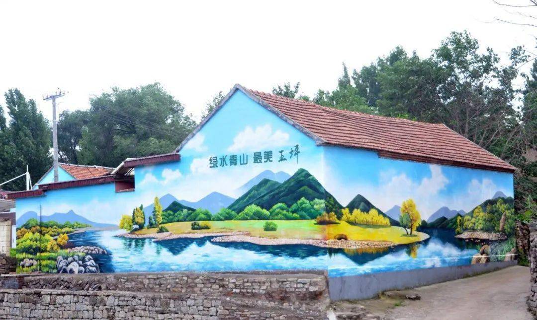 沂河南村风景画"荷花田园风光"青山绿水图"农村田间小磨盘…一幅