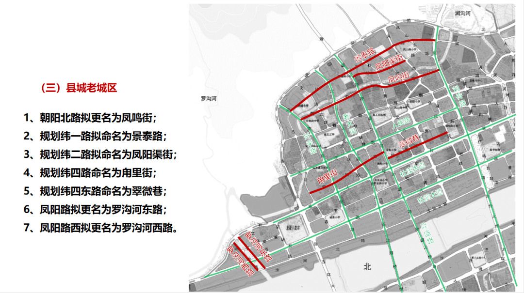 以原有街巷地名为基础,并与汝阳县城区发展总体规划和产业集聚区扩展