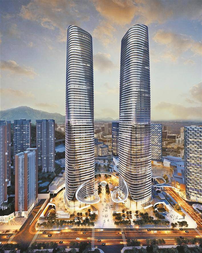星河world园区深圳双塔总部2023年落成 集聚3000企业 年产值超千亿元